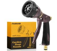 FANHAO Pistola da Giardino in 100% Metallo con 8 Modalità di Getto Regolabili, Pistola Irrigazione ad alta pressione con Impugnatura Antiscivolo per Innaffiare Piante e Prati, Lavare auto - Bronzo