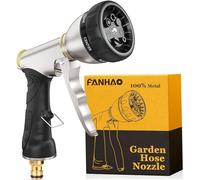 FANHAO Pistola da Giardino in 100% metallo, Pistola Irrigazione Giardino, Pistola Acqua Giardino, Pistola a Spruzzo con 7 Modalità Regolabili per Doccia Giardino, Lavaggio auto, Pulizia Marciapiede