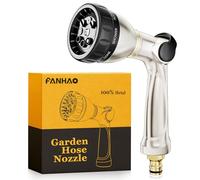 FANHAO Professionale Pistola da Giardino, Pistola Irrigazione Giardino con 8 Modalità Regolabili, 100% metallo Pistola Acqua Giardino per Doccia Giardino, Lavaggio auto e Pet Balneazione