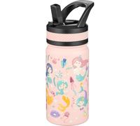Fanhaw Borraccia Termica per Bambini 420 ml - In Acciaio Inossidabile con Cannuccia, Doppia Parete Isolante, Antigoccia, Senza BPA - Per Bambini e Bambine (Rosa - Dolci Sirene)