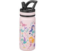 Fanhaw Borraccia Termica per Bambini 550 ml - In Acciaio Inossidabile con Cannuccia, Doppia Parete Isolante, Antigoccia, Senza BPA - Per Bambini e Bambine (Rosa - Dolci Sirene)