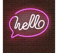 Fanimyholy Hello Insegna al Neon LED, Hello Luce al Neon, Lampada Ne-on Scritte Led da Parete, Alimentato a USB e a Batteria, per Feste, Bar, Camere da Letto, Decorazioni Natalizie e Altro Ancora