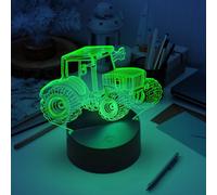Fanimyholy Lampade 3D Illusione Trattore, 16 Colori, USB e Batteria | Lampada da Notte Illusion 3D per Camion, 16 Colori , USB e Alimentazione a Batteria, Telecomando e Interruttore
