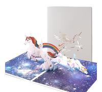 Fanimyholy Pop Up Biglietti Auguri Unicorno, Biglietti Auguri Compleanno 3D, 3D Pop Up Biglietto di Compleanno, Simpatica Scultura Tridimensionale di Carta di Unicorno,Regalo Sorpresa per la Famiglia
