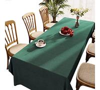 FANIVIN Tovaglia Rettangolare in cotone e lino Resistente all'acqua e alle macchie Facile da pulire Verde scuro 130 * 200cm