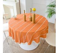 FANIVIN Tovaglia rotonda in cotone e lino per uso domestico Ideata per tavoli da pranzo e tavolini Lavabile in lavatrice Arancione Diametro 200cm