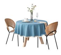 FANIVIN Tovaglia rotonda in cotone e lino Resistente all'acqua e alle macchie Facile da pulire Blu Diametro 120cm