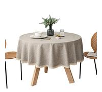FANIVIN Tovaglia rotonda in cotone e lino Resistente all'acqua e alle macchie Facile da pulire Khaki Diametro 240cm