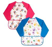 fanksoow 2 Pz Grembiule Pittura Bambini Grembiule Impermeabile Artista Manica Lunghe con 3 Tasche, Adatto per 2-7 Anni,Grembiuli Artista per Bambini per Aula, Barbecue