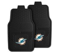 FANMATS 8770 Miami Dolphins - Set di 2 tappetini per auto in vinile resistente, protezione per tutte le condizioni atmosferiche, misura universale, design profondo resevoir 45,7 x 68,6 cm