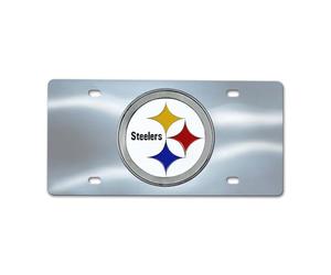 FANMATS NFL Pittsburgh Steelers - Targa in Metallo pressofuso, cromata, 15,2 x 30,5 cm