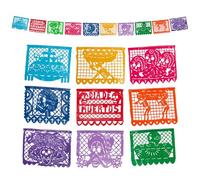 FANMEX Fantastik - Autentico Papel picado Messicano - Bandierine perforate - Modello Giorno dei Morti 5 Metri - Decorazione Festa Messicana (Plastica)