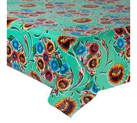 FANMEX - Fantastik - Tovaglia in tela cerata messicana (larghezza 120 cm - lunghezza per porzioni di mezzo metro) Modelo dulce flor turchese