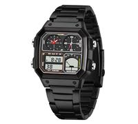 FANMIS Orologi da polso impermeabili al quarzo digitale di lusso da uomo Dual Time Countdown allarme cronometro retroilluminazione orologio multifunzione, Z Nero.