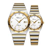 FANMIS Orologi per coppie, uomini e donne, in acciaio inox, per lui e per lei, orologio analogico al quarzo, impermeabile, di lusso, per lavoro, regalo di San Valentino per gli amanti, bianco