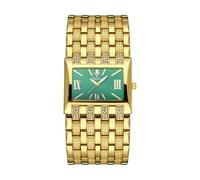 FANMIS Orologio da polso da donna, di lusso, rettangolare, vintage, alla moda, analogico, al quarzo, con strumento di regolazione incluso, Colore: verde oro.
