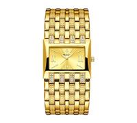 FANMIS Orologio da polso da donna, di lusso, rettangolare, vintage, alla moda, analogico, al quarzo, con strumento di regolazione incluso, Tutto Oro
