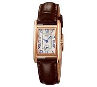 FANMIS Orologio da polso vintage da donna, rettangolare, classico, analogico, al quarzo, ultra sottile, con cinturino in pelle, Colore: marrone rosato.