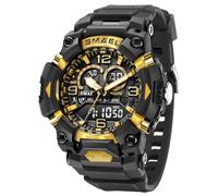 FANMIS Orologio sportivo da uomo, analogico, digitale, con quadrante grande, impermeabile, militare, con data, multifunzione, con retroilluminazione a LED, cronometro (nero), Oro, Digitale