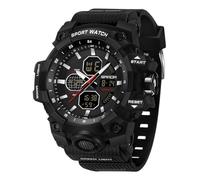FANMIS Orologio sportivo militare da uomo, grande quadrante digitale, analogico, doppio display, resistente all'acqua fino a 5 atm, robusto, orologio da esterno con sveglia e cronometro, per