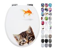 Fanmitrk Sedile WC con abbassamento automatico, coperchio per WC di alta qualità, stabile e non oscilla, anima in legno MDF, facile da montare, molti bellissimi motivi