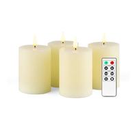Fanna 4 Avorio Candele LED con Telecomando e Batteria per Matrimoni, Candele con Timer per Natale Decorazione Uso Interno - H 10 cm