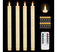 Fanna 4 Avorio Candele Lunghe LED Fiamme Dinamiche con Timer per Chiese e Matrimoni, Candele Finte di Plastica con Telecomando e Batterie, Uso Interno - H 28 cm