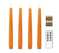 Fanna 4 Candele coniche Led Arancione per Candeliere con Telecomando e Batterie, Candele con Timer per Halloween e Autunno Uso Interno H 24,5cm