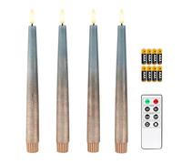 Fanna 4 Candele Coniche Led per Candeliere con Telecomando e Batterie, Candele con Timer per Natale e Avvento Uso Interno H 24,5cm - Blu/Rame