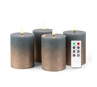 Fanna 4 Candele LED con Telecomando e Batteria per Matrimoni, Candele con Timer per Natale Decorazione Uso Interno - H 10 cm - Blu/Rame