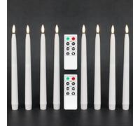 Fanna 8 Candele Coniche Led Bianco per Candeliere con Telecomando e Batterie, Candele con Timer per Natale e Avvento Uso Interno H 28cm