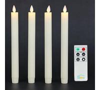 Fanna Set di 4 Candele Led Fiamma Oscillante, Candele Avorio Coniche con Telecomando e Batterie, Natale Decorazione luminosa Uso Interno H 24 cm