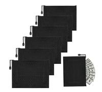 FANNAS Pochette Piatta Confezione da 6 Pezzi Porta Soldi 24 x 17,5 cm Formato A5 Porta Documenti Cerniera Impermeabile Busta Porta Soldi Adatto per Casa0 lavoro Ufficio Scuola (Nero)