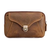 Fanny Marsupio da uomo Cintura in pelle Marsupio Gamba Hip Pack per gli uomini Mini Multi Phone Box Portafoglio e borsa Outdoor Coin Card Pouch Per Gite, Giallo e marrone., Taglia unica
