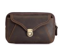 Fanny Marsupio da uomo Cintura in pelle Marsupio Gamba Hip Pack per gli uomini Mini Multi Phone Box Portafoglio e borsa Outdoor Coin Card Pouch Per Gite, Marrone scuro, One Size