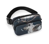 Fanny Pack A Renna Marsupio in piedi per donne e uomini, impermeabile con cintura regolabile, borsa a tracolla casual, borsa da viaggio per sport, corsa, ciclismo, bianco, 20 x 13 cm, marsupio,