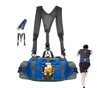 Fanny Pack per escursionismo, borsa in vita con supporto per bottiglia isolato, confezione da cintura regolabile per corsa, e caccia, bracciale esterno a mani libere con tasche, blu, Consulte la