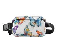Fanny Packs - Marsupio da donna antifurto, impermeabile, con farfalla, blu, 20,3 x 13,5 x 5,8 cm, divertente, simpatico, blu con farfalle, 20,3 x 13,5 x 5,8 cm, divertente, Cool Butterfly Blue, 8 x