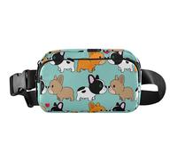 Fanny Packs - Marsupio da donna con cani colorati blu, grazioso marsupio da viaggio impermeabile per uomini, cani colorati blu, 20,3 x 13,5 x 5,8 cm, divertente, carino, cani colorati blu, 20,3 x 13,5