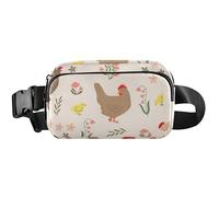 Fanny Packs - Marsupio da donna con motivo floreale galline beige, grazioso marsupio impermeabile, galline floreali beige, 20,3 x 13,5 x 5,8 cm, divertente, carino, galline floreali beige, 20,3 x 13,5