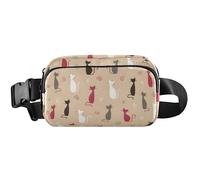 Fanny Packs - Marsupio da donna, impermeabile, antifurto, con gatto alla moda, beige, 20,3 x 13,5 x 5,8 cm, divertente, carino, gatto alla moda, beige, 20,3 x 13,5 x 5,8 cm, divertente e carino, Gatto