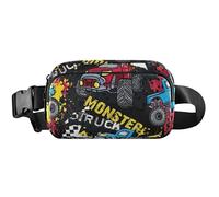 Fanny Packs - Marsupio impermeabile da donna, colorato, con mostro di auto, nero, da viaggio, per uomo, colorato Monster Car nero, 20,3 x 13,5 x 5,8 cm, divertente, carino, colorato Monster Car nero