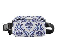Fanny Packs - Marsupio impermeabile da donna, elegante, barocco, blu, 20,3 x 13,5 x 5,8 cm, divertente, carino, chic barocco blu, 20,3 x 13,5 x 5,8 cm, divertente e carino, Chic Barocco Blu, 8 x 5.3 x