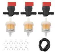 FanPaYY essibile filtro carburante per moto con 3 rubinetti universali per carburante da 6 mm, con 3 filtri carburante, con 10 fascette stringitubo per auto, moto, tosaerba per Briggs & Stratton 69