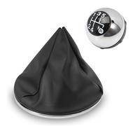 FanPaYY Pomello Leva Cambio 5 Marce kit di sostituzione Compatibile con FI-AT 500C, Cuffia Leva Cambio Manuale + Pomello + Ghiera Cromata Interna e Esterna Telaio
