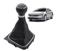 FanPaYY Pomello Leva Cambio 6 Marce kit di sostituzione Compatibile con GOLF 5 6 JE-TTA 5 6 EOS SCI-ROCCO, Cuffia Leva Cambio Manuale Pomello Ghiera Telaio Cromato