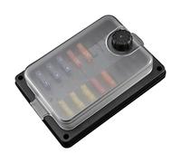 FanPaYY Portafusibili 12V Scatola impermeabile, 10 Vie Porta Fusibili Distributore Corrente con indicatore, Portafusibile Lama per Auto, Barca, SUV, Camper, Moto