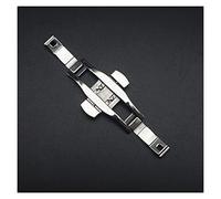 FANPK Durable - Chiusura per orologio in metallo e acciaio inox, doppia pressa, pulsante push, chiusura pieghevole, senza cuciture, fibbia a farfalla (colore: 6 x 21 mm)
