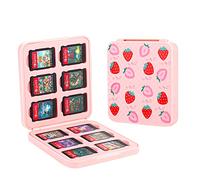 FANPL Custodia per Nintendo Switch/OLED/Lite, 12 carte di gioco e 12 slot per schede Micro SD, custodia portatile per Switch, rosa fragola