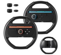 FANPL Per Nintendo Switch 2, comoda impugnatura per controller Mario Kart Wheel JoyCon 2, con 4 tappi per pollice, migliora l'esperienza di corsa (nero-nero)